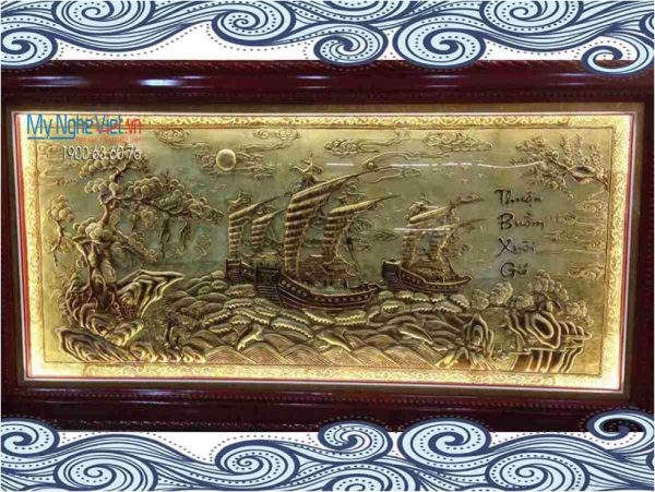 Quà Tân Gia Khai Trương - Tranh đồng Thuận buồm xuôi gió hàng xước