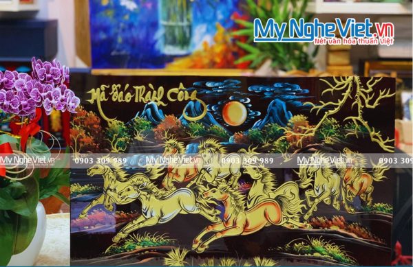 Quà Tân Gia Khai Trương - Tranh sơn mài Mã đáo thành công đắp nổi