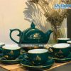 Quà tặng Tân Gia Khai Trương - Bình trà Bát Tràng Hoa Sen Viền Kim