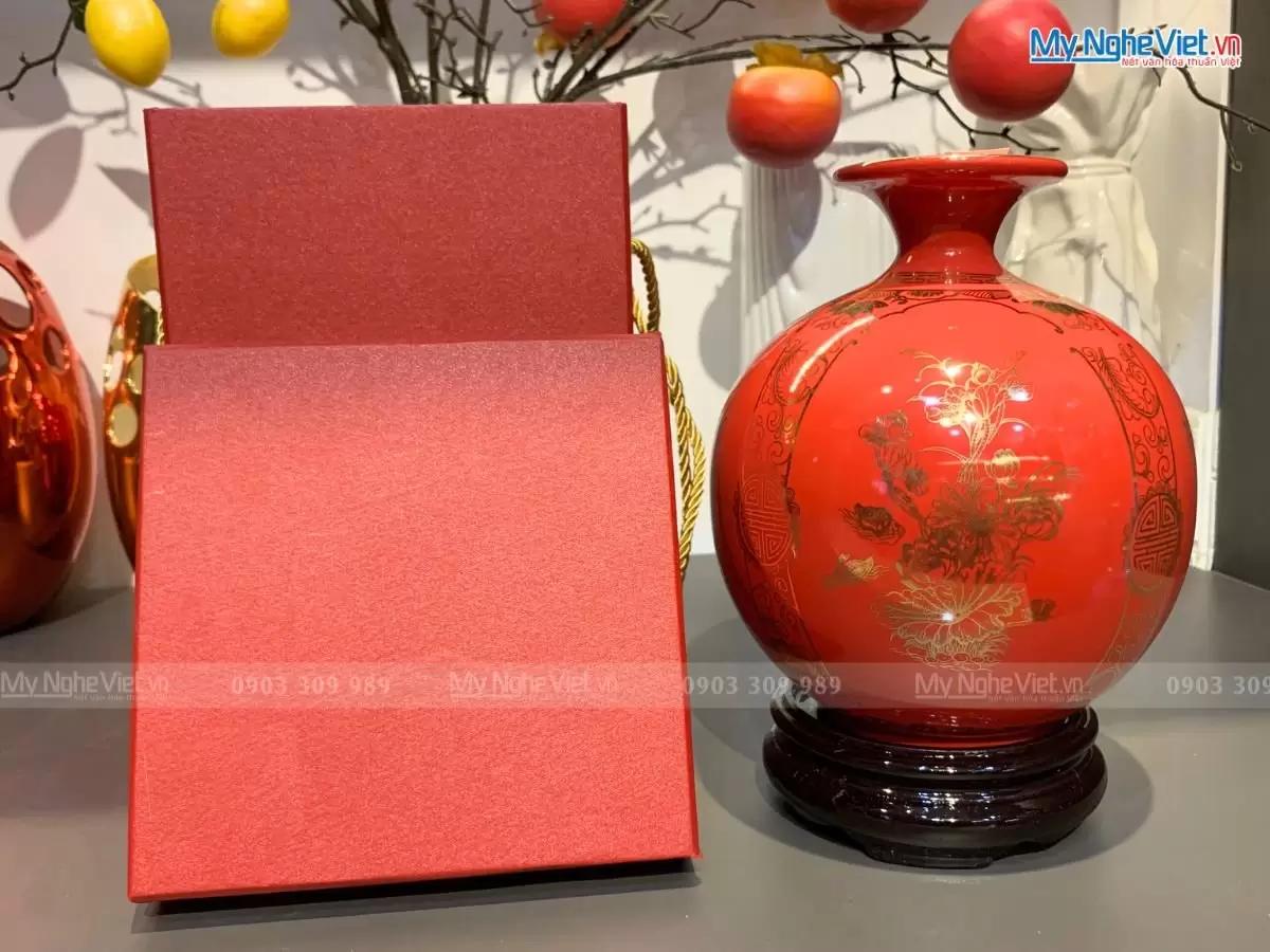Quà Tân Gia - Bình Thu Tài Hút Lộc tứ cảnh Tùng Cúc Trúc Mai