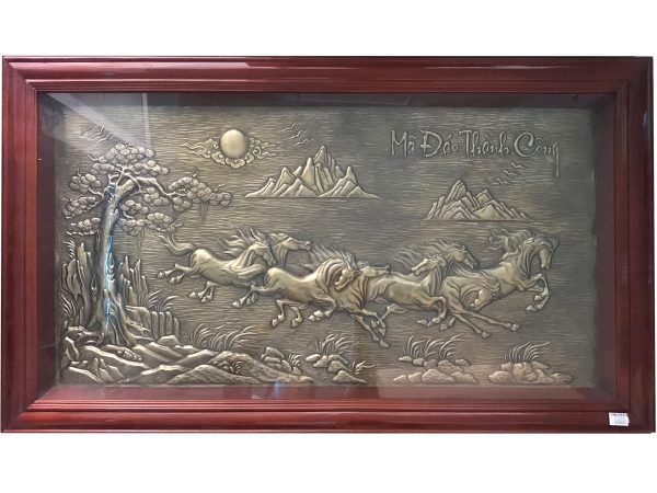 Quà Tân Gia Khai Trương - Tranh đồng Mã đáo thành công Giả Cổ