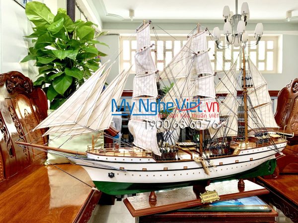 Mô Hình Thuyền Buồm Gỗ Hải Quân Gorch Fock (Sơn Màu) Hàng Xuất Khẩu | Gỗ Căm Xe | Thân 90cm