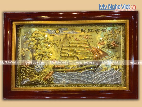 Quà Tân Gia Khai Trương - Tranh Đồng Thuận Buồm Xuôi Gió Dát Vàng