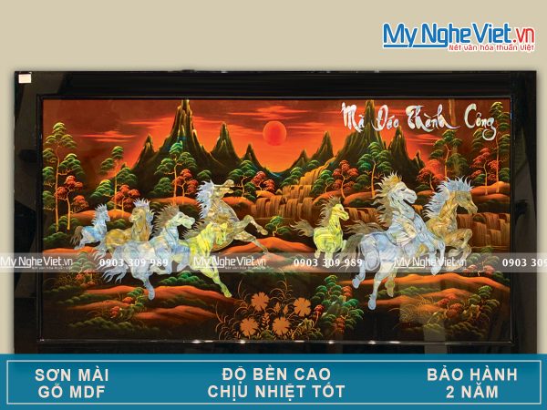 Quà Tặng Tân Gia Khai Trương - Tranh Sơn Mài Mã Đáo Thành Công Nền Ấm