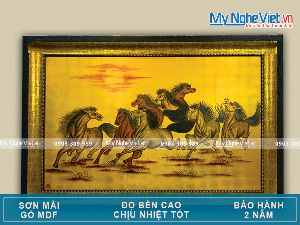 Quà Tân Gia Khai Trương - Tranh sơn mài mã đáo thành công dát vàng
