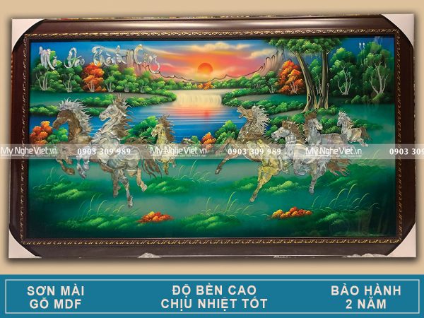 Quà Tân Gia Khai Trương - Tranh sơn mài Mã đáo thành công cẩn ốc
