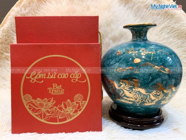 Quà Tặng Tân Gia Khai Trương - Bình thu tài hút lộc men vân đá Mã Đáo Thành Công H25cm MNV-VBT25/5