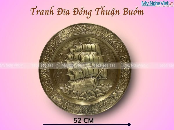 Quà tặng tân gia - Tranh Đồng Thuận Buồm Xuôi Gió 52cm