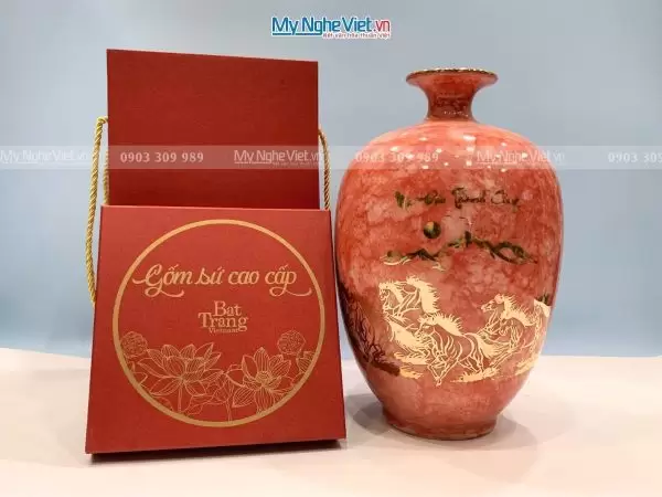 bình thu tài men vân đá