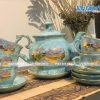 Quà tân gia khai trương - Bộ bình trà Bát Tràng Men Vân Đá