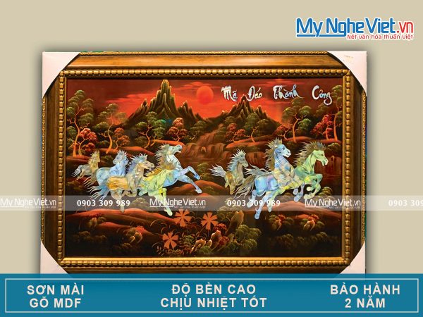 Quà Tân Gia Khai Trương - Tranh Sơn Mài Mã Đáo Thành Công Nền Ấm