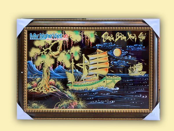 Quà Tân Gia - Tranh Sơn Mài Thuận Buồm Xuôi Gió Đắp Nổi