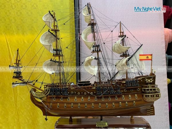 Quà tân gia khai trương - Mô hình thuyền chiến cổ San Felipe Thân 80cm