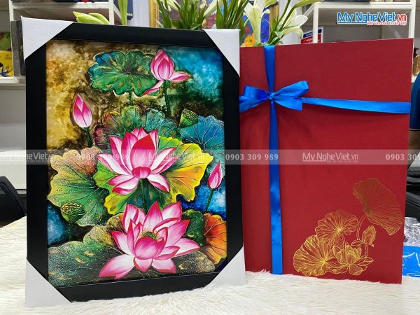 Tranh Sơn Mài Hoa Sen - Quà Tặng Tân Gia Khai Trương Tuyệt Vời