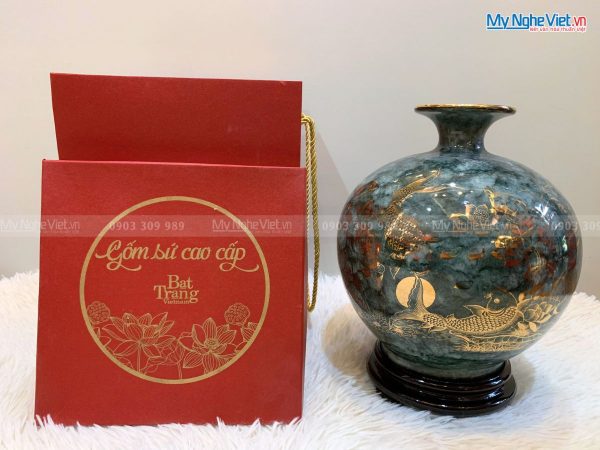 Bình Thu Tài Lộc Men Vân Đá Xám H25cm - MNV-VBT25/2