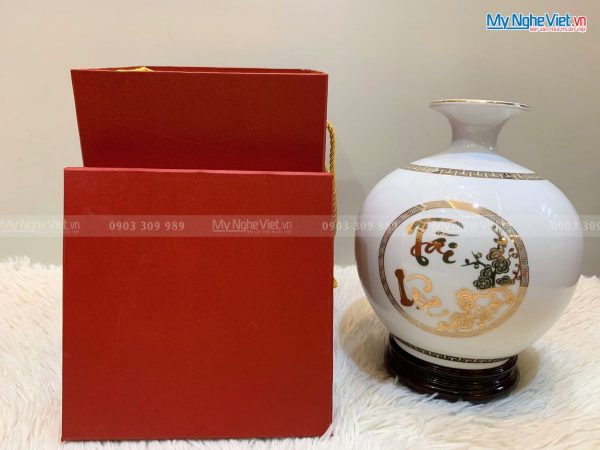 Quà Tết Bình Thu Tài Lộc Gốm Bát Tràng D18cm MNV-LHGHBT01