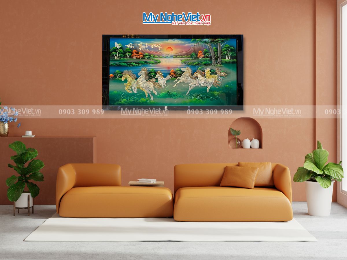 tranh sơn mài mã đáo