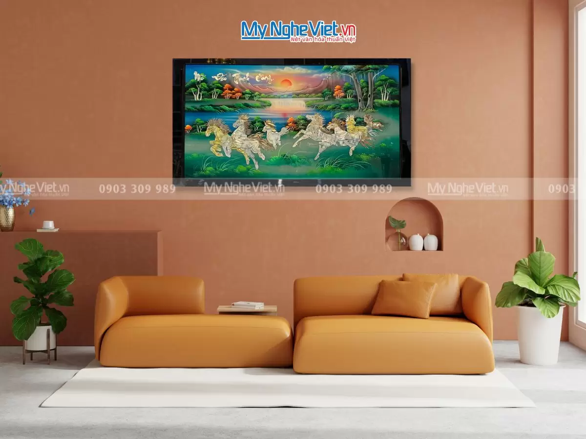 tranh sơn mài mã đáo